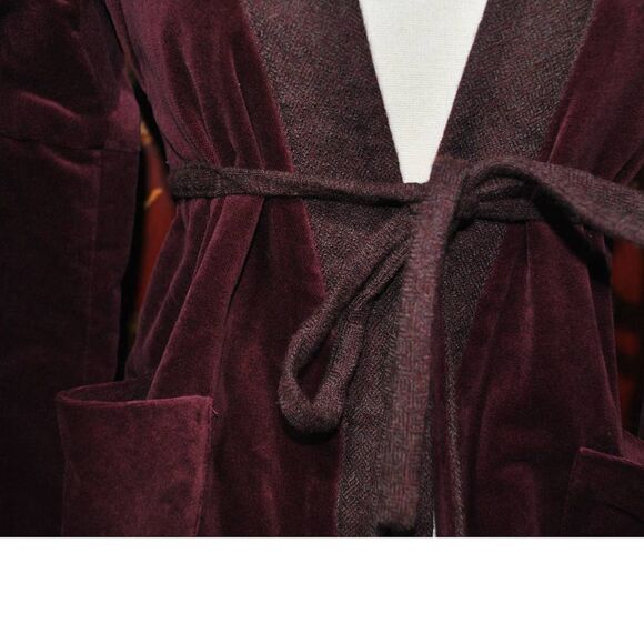 NWOT Lulu & Veronica Maroon Velvet Tie Front Jacket - M - Picture 2 of 5